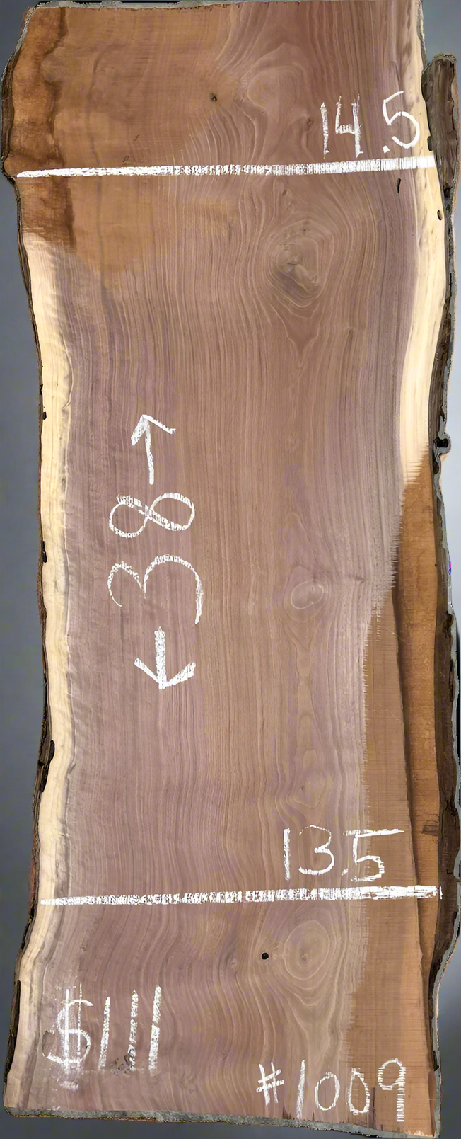 8/4 Walnut Live Edge Slab #w1009