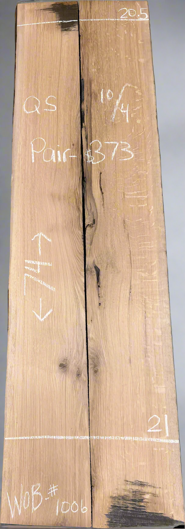 10/4 White Oak Live Edge Bookmatch Slabs WOB1006