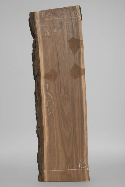 7/4 Walnut Live Edge Slab #w312