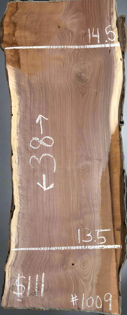 8/4 Walnut Live Edge Slab #w1009