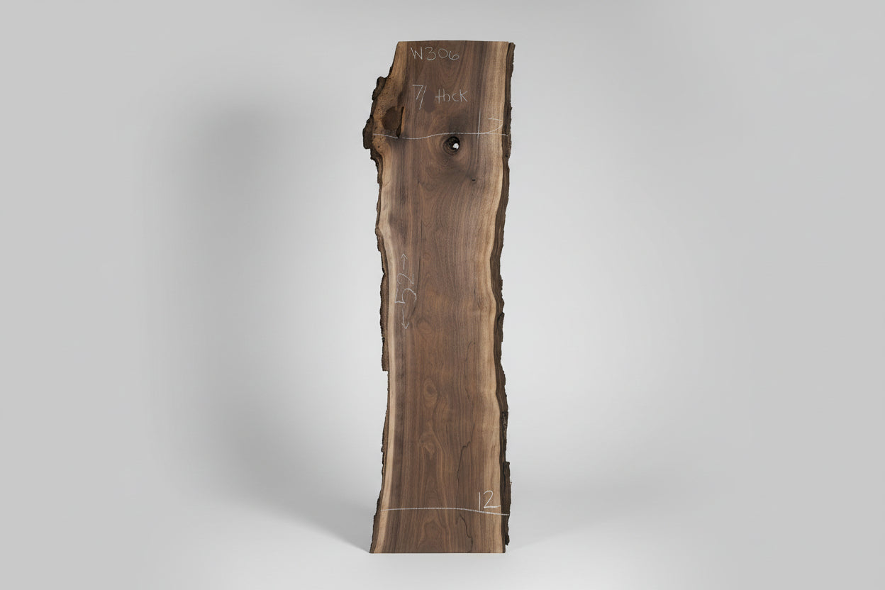 7/4 Walnut Live Edge Slab #w306
